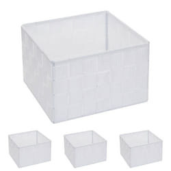 Panier de rangement - Décoratif - Blanc - 12x19x19 cm - Polypropylène - 4 pièces