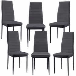 6 par Chaises de salle à manger gris fonce avec rembourrage cuir synthetique