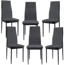 6 par Chaises de salle à manger gris fonce avec rembourrage cuir synthetique