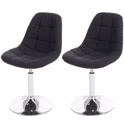 2 par chaises de salle à manger en tissu gris fonce pied chrome pivotant