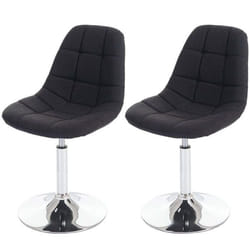 2 par chaises de salle à manger en tissu gris fonce pied chrome pivotant