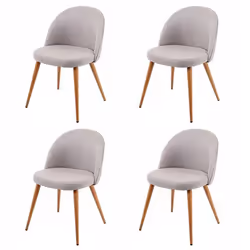 Chaises de salle à manger - Design Rétro - Lot de 4 - Tissu Gris Clair - Confortable et Élégant - Style Vintage