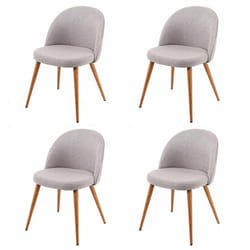 Chaises de salle à manger - Design Rétro - Lot de 4 - Tissu Gris Clair - Confortable et Élégant - Style Vintage