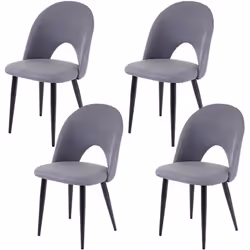 4x chaises de salle à manger cuisine, tissu/textile gris foncé Cette chaise est un siège confortable et élégant pour un usage ...