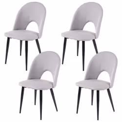 4 par chaises de salle à manger cuisine en tissu / te par tile gris pieds metal