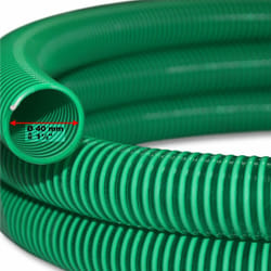 Helloshop26 - Tuyau d'aspiration 5 m à pression diamètre 40 mm (1 1/2') spirale renforcement vert