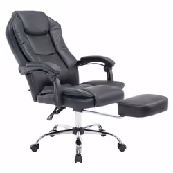 Fauteuil de bureau ergonomique en synthétique avec repose-pieds et accoudoirs En synthétique 100% polyuréthane Pieds en métal ...