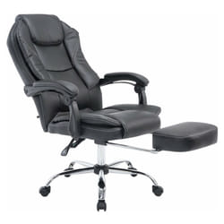 Fauteuil de bureau ergonomique en synthétique noir avec repose-pieds et accoudoirs BUR10375