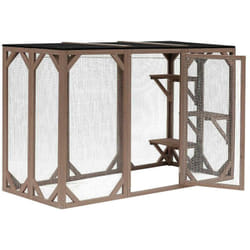 Enclos extérieur parc pour chat bois résistant 180 cm 3 zones de repos