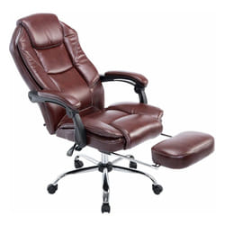 Fauteuil de bureau ergonomique en synthétique bordeaux avec repose-pieds et accoudoirs BUR10381