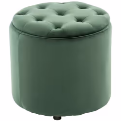 Pouf tabouret coffre avec espace de rangement en tissu velours vert 42 par 44