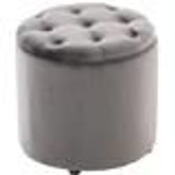Pouf tabouret coffre - Décoshop26 - Tissu velours - Gris - 42x44 cm - Rangement intégré