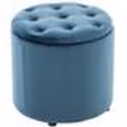Pouf tabouret coffre - Décoshop26 - Tissu velours bleu - 42 cm - Rangement intégré - Design contemporain