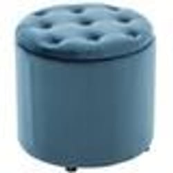 Pouf tabouret coffre - Décoshop26 - Tissu velours bleu - 42 cm - Rangement intégré - Design contemporain
