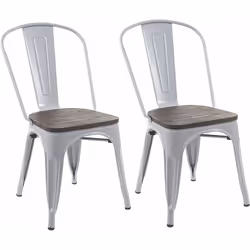 2 x chaises de salle à manger en métal gris Design industriel Empilable Matériau: métal enduit de poudre Matériau de l'assise ...