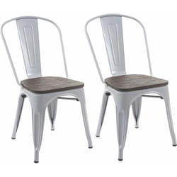 2 chaises de salle à manger style industriel factory métal gris et assise en bois CDS04440