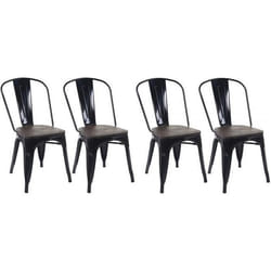 4 chaises de salle à manger style industriel factory metal noir et assise en bois