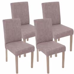Lot de 4 chaises de salle à manger cuisine en tissu gris pieds en bois clair