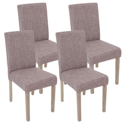 Lot de 4 chaises de salle à manger cuisine en tissu gris pieds en bois clair