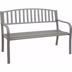 Banc de jardin 2 places, acier thermolaqué gris Monture en acier thermolaqué Approprié pour l'extérieur Construction stable D ...