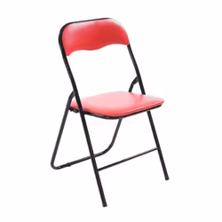 Chaise de cuisine pliable rouge pied en metal noir