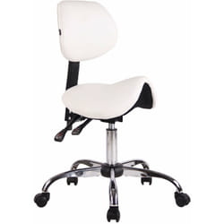 Tabouret de travail avec assise en forme de selle cheval ajustable et pivotant pvc blanc TABO10073/2