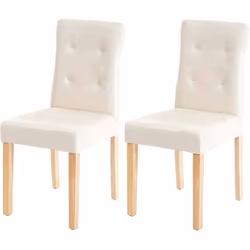 Chaises de salle à manger - Crème - Lot de 2 - Synthétique - Pieds en bois clair - Design contemporain