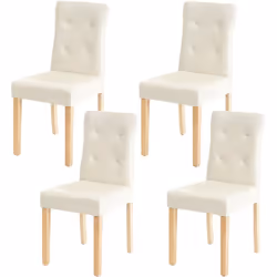 4x chaises de salle à manger en synthétique crème, pieds clairs Angles et bords arrondis Dossier haut Montage facile Protege- ...