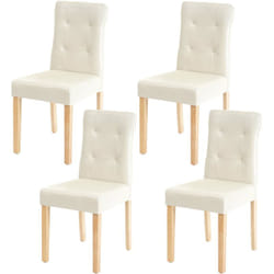 Lot de 4 chaises en synthétique crème pieds en bois clair CDS04543