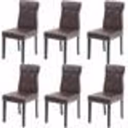 Lot de 6 chaises en synthetique marron pieds en bois fonce