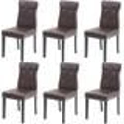 Lot de 6 chaises en synthetique marron pieds en bois fonce