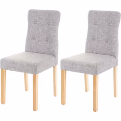 2x chaises de salle à manger en tissu gris, pieds clair Angles et bords arrondis Dossier haut Montage facile Protege-sols en ...