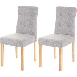 Lot de 2 chaises en tissu gris pieds en bois clair CDS04445