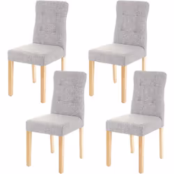 4x chaises de salle à manger en tissu gris, pieds clair Angles et bords arrondis Dossier haut Montage facile Protege-sols en  ...