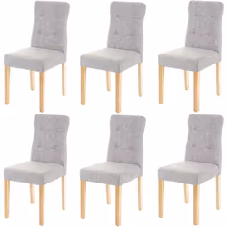 6x chaises de salle à manger en tissu gris, pieds clair Angles et bords arrondis Dossier haut Montage facile Protege-sols en  ...