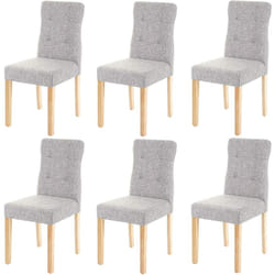 Lot de 6 chaises en tissu gris pieds en bois clair CDS04645