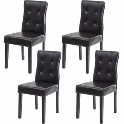 4x chaises de salle à manger en synthétique noir, pieds foncé Angles et bords arrondis Dossier haut Montage facile Protege-so ...