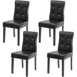 Lot de 4 chaises en synthétique noir pieds en bois foncé CDS04546