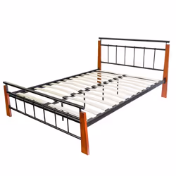 Lit adulte 2 personnes en métal et bois - Décoshop26 - LIT06030 - A lattes - 160 x 200 cm