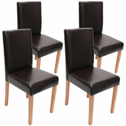 Lot de 4 chaises de salle à manger cuisine en cuir marron pieds en bois clair design moderne 040000557
