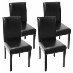 Lot de 4 chaises de salle à manger cuisine en cuir noir pieds en bois foncés design moderne 040001963