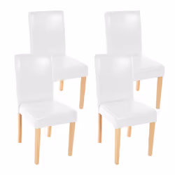 Lot de 4 chaises de salle a manger cuisine en cuir blanc pieds en bois clair design moderne 04_0000555