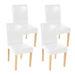 Lot de 4 chaises de salle a manger cuisine en cuir blanc pieds en bois clair design moderne 04_0000555