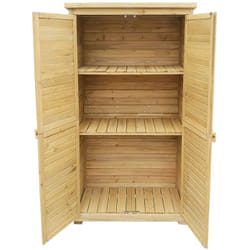 Armoire abri de jardin portes en lamelles 160 cm bois d'épicéa toit bitumé