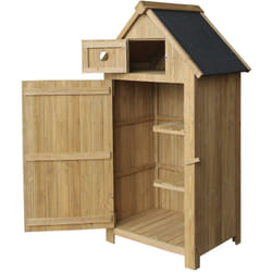 Cabane abri de jardin étroite en bois de sapin avec toit bitume 142 cm
