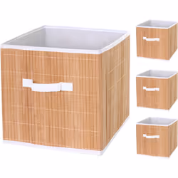 4x paniers de rangement panier en bambou 32x32x32cm couleur naturelle Ces boîtes pliantes en bambou pratiques avec inserts te ...