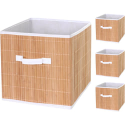 Décoshop26 - 4x paniers de rangement panier en bambou 32x32x32cm couleur naturelle 040001348