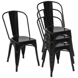 4x chaises de salle a manger cuisine bistro design industriel en metal noir empilable 04_0000547