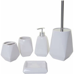 Décoshop26 - Ensemble d'accessoires de salle de bain 5 pièces porte-brosse wc porte-brosse à dents en céramique blanc 040004839