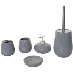 Set de 5 accessoires de salle de bain en céramique pour salle de bain gris 040003581